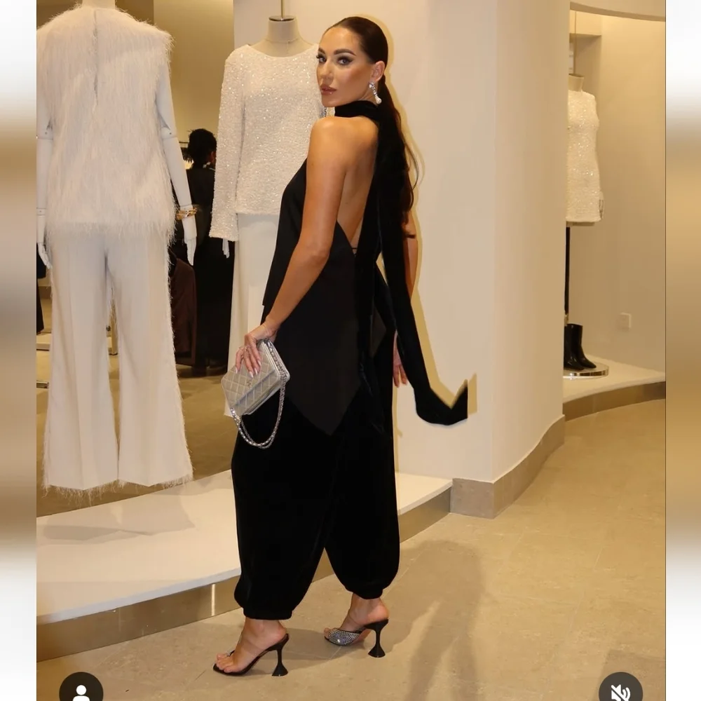 Zara velvet balloon pants black